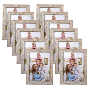 lot 866 image: Giftgarden 5x7 Picture Frame Distressed Beige White Set of 12, Multi Rustic Wood Grain 5 by 7 Photo Frames Bulk for Wall or Tabletop Display - Retail $28