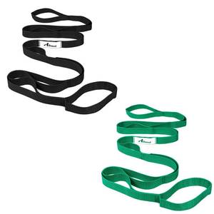 lot 876 image: Abiarst Stretching Strap Yoga Straps for Physical Therapy, 10 Loops Non-Elastic Stretch Band for Pilates, Flexibility, Exercise and Gymnastics (2-Pack (BlackGreen)) - Retail $10