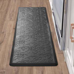lot 880 image: Chef Gear - Anti-Fatigue Wellness Kitchen Mat - Marni Design - Cushioned Comfort Chef Mat - Faux Leather - Cooking & Standing Relief -Skid-Resistant - Measures 17.5x60 - Black - Retail $32