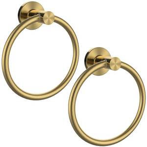 lot 884 image: Towel Ring 2Pack, SUS304 Stainless Steel Hand Towel Holder for Bathroom Kitchen, Modern Style Towel Hanger, Thicken Ring Towel Holder, Towel Rack Round Wall Mounted (2, Brushed Gold) - Retail $15