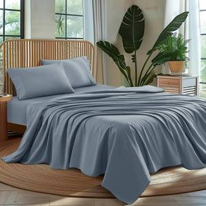 lot 890 image: AiAngu 100% Egyptian Cotton Sheet Set 4 Piece, Luxury 1000 Thread Count Queen Sheets, Breathable & Cooling Sheets, 16 Deep Pocket, Machine Washable, Hotel Style Home Bedding(Queen,French Blue)