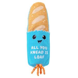 lot 895 image: Catstages Loaf Kicker Toy with Catnip and Dental Mesh, Bread Shape, Plush and Ribbon Cat Toy for Kicking, Tossing, and Teeth Cleaning, Tan - Retail $5