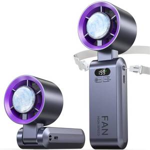 lot 900 image: Kimguard Handheld Portable Turbo Fan with Ice Cooler, Speed (1-199) Rechargeable Personal Fan20000 RPM Small Pocket Fans for TravelOutdoorHomeOffice, Purple - Retail $17
