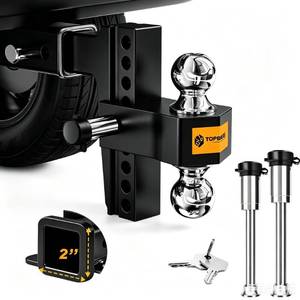 TOPBEE Adjustable Trailer Hitch, Drop Hitch, Tow Hitch Fits 2-inch Receiver, 8-inch Drop, 2 and 2-5/16 inch Balls, 12,500 LB,Solid Tube Hitch with Anti-Theft Pin, Black - Retail: $110