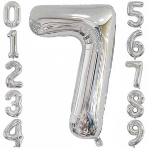 lot 929 image: Silver 7 Balloon,40 Inch Number 7 Balloon,7 Birthday Balloon Decorations,Helium Silver 7 Balloon Number for Birthday Party Decorations - Retail $5