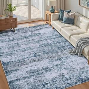 lot 955 image: Area Rug Living Room RugsRug for Bedroom Machine Washable with Non Slip Backing Non Shedding Abstract Stain Resistant Large Carpet for Dining Room Nursery Home Office - BlueGray - Retail $0