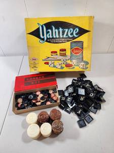 lot 158 image: Yahtzee Board Game with Letter Tiles and Game Pieces