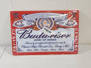 lot 187 image: Budweiser King of Beers Metal Sign