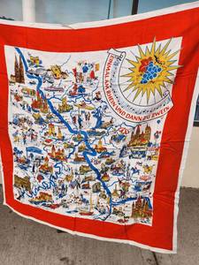 lot 224 image: German Rhine River Tourist Map Souvenir Tablecloth
