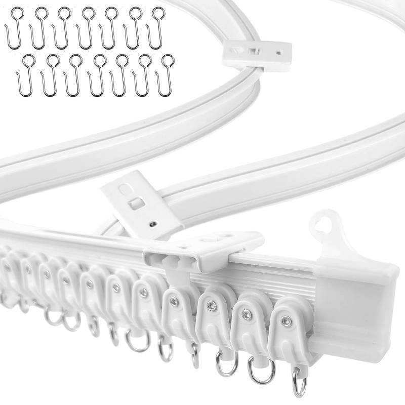 lot 27286 image: Flexible Bendable Ceiling Curtain Track, 16.4 ft (5 m), Mount for Rail with Curtain Tracks System, Room Divider, Curtains Rod, RV Ceiling Track for Curtains, White - Retail $40