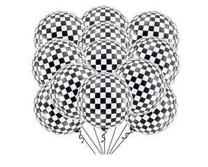 lot 63014 image: Black and White Checkered Balloons - 22 Inch, Pack of 12  Race Car Balloons for Race Car Birthday Party Decorations  Racing Party Decoration  Checkered Party Decorations - Retail $8