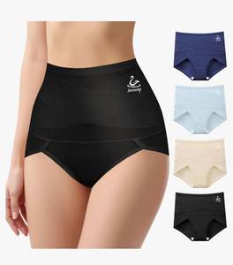 lot 63025 image: Womens High Waisted Underwear, Tummy Control high cut Panties Full Coverage Postpartum Briefs underwear 3 pack - Retail $15