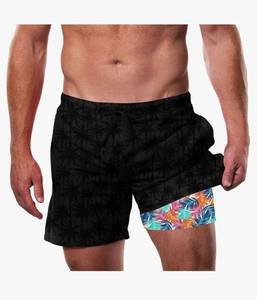 lot 63030 image: Mens Swim Trunks with Compression Liner 5.5 Inseam Quick Dry Bathing Suit Boxer Brief Lined Swim Shorts Swimwear - Retail $15