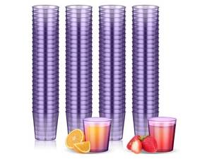 lot 63037 image: 100 Pcs Neon Plastic Shot Glasses 1 oz disposable shot glasses colored Mini Party Drinking Cups for Cocktail Whiskey Wine Birthday Christmas New Year Party(Purple) - Retail $8