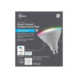 lot 63042 image: GE Cync PAR38 Smart LED Light Bulb  Color Changing Outdoor Lights  90 Watts  Medium Base  1pk - Retail $19