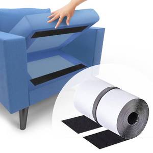 lot 63049 image: 4 Inch x 18 Feet Black Hook and Loop Tape with Adhesive, Nylon Heavy Duty Hook and Loop Tape Strips, Non Slip Rug Grippers, Wall Adhesive Strips, Keep Couch Cushions from Sliding - Black - Retail $21