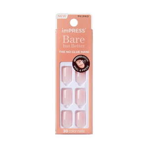 lot 63061 image: KISS imPRESS Bare but Better Short Squoval Press-On Nails  Light Pink  30 Pieces - Retail $13