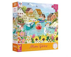 lot 63077 image: Olivia Gibbs Sea Town Harbor 300 Piece Jigsaw Puzzle - Retail $10