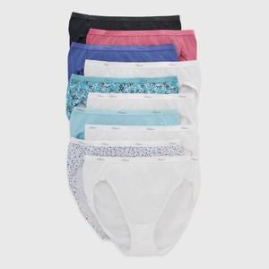 lot 63078 image: Hanes Womens 10pk Hi-Cut Briefs Breathable Cotton Moisture Wicking Underwear - Colors May Vary, 3XL - Retail $17