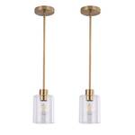 Brass Pendant Lights Kitchen Island, Modern Farmhouse Clear Glass Pendant Light, Gold Light Fixture Kitchen Pendant Mini Hanging Light Fixture for Sink (Brass 2 Pack stem Rod) - Retail: $87