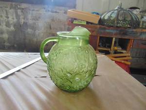 lot 3184 image: Green Glass Ball Pitcher