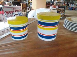 lot 3223 image: Pair of Metal Canisters