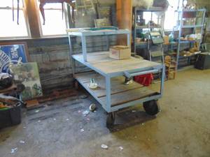 lot 3285 image: Very Large Material Cart - Steel with large casters