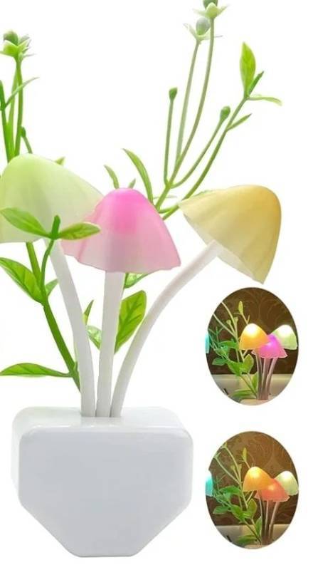 lot 57615 image: Sensor Mushroom Night Light - 1 Pack Color Changing Plug-in Wall LED Mushroom Dream Bed Lamp for Kids Adults Stocking Stuffers Ideas Birthday Gift Cute Nightlight - Retail $5