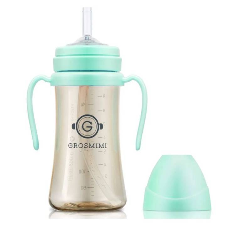 lot 57704 image: Spill Proof no Spill Magic Sippy Cup with Straw with Handle for Baby and Toddlers, Customizable, PPSU, BPA Free 10 oz (Aqua green) - Retail $25