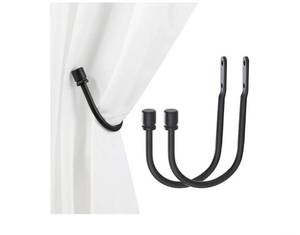 lot 72588 image: Decorative Curtain Holdbacks, Wall Mounted Tiebacks, Metal Drapery Hooks, 2 PCS, Matte Black - Retail $8