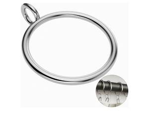 lot 72595 image: Silver Metal Curtain Rings with Eyelets, 1.5 inch Inner Diameter Drapery Rings Apply for Curtain Rods(Fits Up to 1 14-Inch Rod) - Retail $8