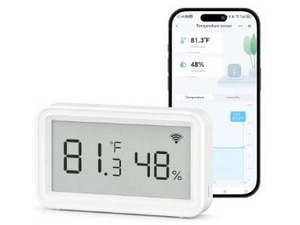 lot 72607 image: Smart WiFi Thermometer Hygrometer, Indoor Wireless Temperature Humidity Sensor with Electronic Display, App Notification Alert, Free Data Storage Export, Digital Remote Monitor for Home Room (1) - Retail $15
