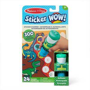 lot 72612 image: Melissa & Doug Sticker WOW 24-Page Activity Pad and Stamper  300 Stickers  Arts and Crafts Fidget Toy Collectible Character �� Dinosaur - Retail $113