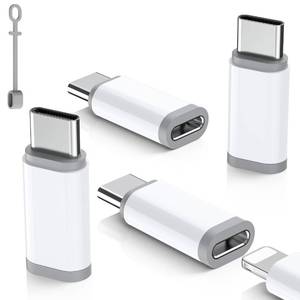 lot 72651 image: 4 Pack Lightning to USB C Adapter for iPhone 17 Air 16 16e 15 Pro Max Plus, iPad, Galaxy - NOT for HeadphonesMicrophoneOTGiPencil, USB Type C to Lightning Adapter ONLY for ChargingData Sync - Retail $7