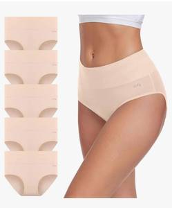 lot 72659 image: Womens High Waisted Cotton Underwear Soft Breathable Panties Stretch Briefs Ladies Panties 5 Pack - Retail $15