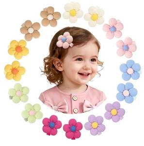 lot 72669 image: 16Pcs Set 3D Puff Flower Hair Clips - Adorable Gentle Puff Soft Hair Accessories for Baby Girls, Kids Child and Teens - Retail $8