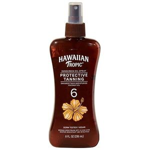 lot 72686 image: Hawaiian Tropic Island Tanning Oil 6 SPF Sunscreen Spray  8oz  Enhance Tan & Moisture - Retail $37