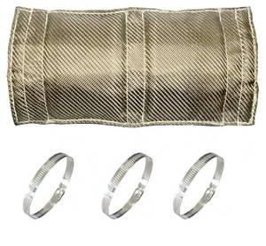 lot 72692 image: Titanium Pipe Heat Shield 6 x 12 Exhaust Heat Shield Motorcycle Heat Guard Cover Wrap with 3 PCS Stainless Steel Clamps - Retail $13