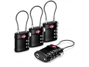 lot 72699 image: TSA Approved Combination Luggage Locks 4 Pack Black - Retail $15