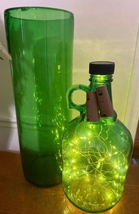 Green Glass Vase & Decorative Jug Bottle