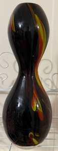 lot 25 image: Vintage Mid-Century Murano Style Double Gourd Art Glass Swirl Vase