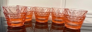lot 38 image: Vintage Pink Windsor Diamond Pattern Glass Berry Dessert Bowls Set of 10