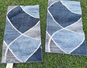 lot 60 image: Pair of Blue Geometric Accent Rugs
