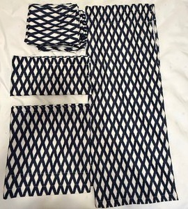 lot 96 image: Mainstays Navy and White Diamond Pattern Curtains