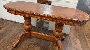 lot 106 image: Carved Oak SofaConsole Table with Claw Feet