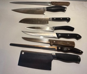 lot 114 image: Premium, mostly Vintage 8-Piece Branded Kitchen Knife Collection - Henckels,  R.H. Forschner Co. Victorinox , Cutco & More