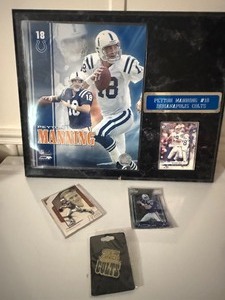 lot 145 image: Indianapolis Colts Memorabilia Lot w Peyton Manning Display & Collectibles