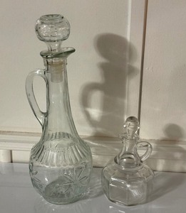 lot 174 image: Pair of Vintage Glass Cruets with Stoppers