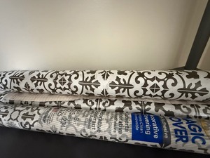 lot 202 image: 3 Rolls Magic Cover Self-Adhesive Vinyl Shelf & Drawer Liner - Grey Damask