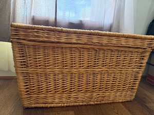 lot 209 image: Compact 1.5ft Wicker Storage Trunk  Boho Accent Chest